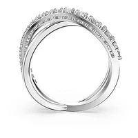 Twist ring, Round cut, White, Rhodium plated by SWAROVSKI