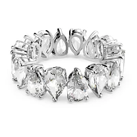 Vittore ring, Drop cut, White, Rhodium plated by SWAROVSKI