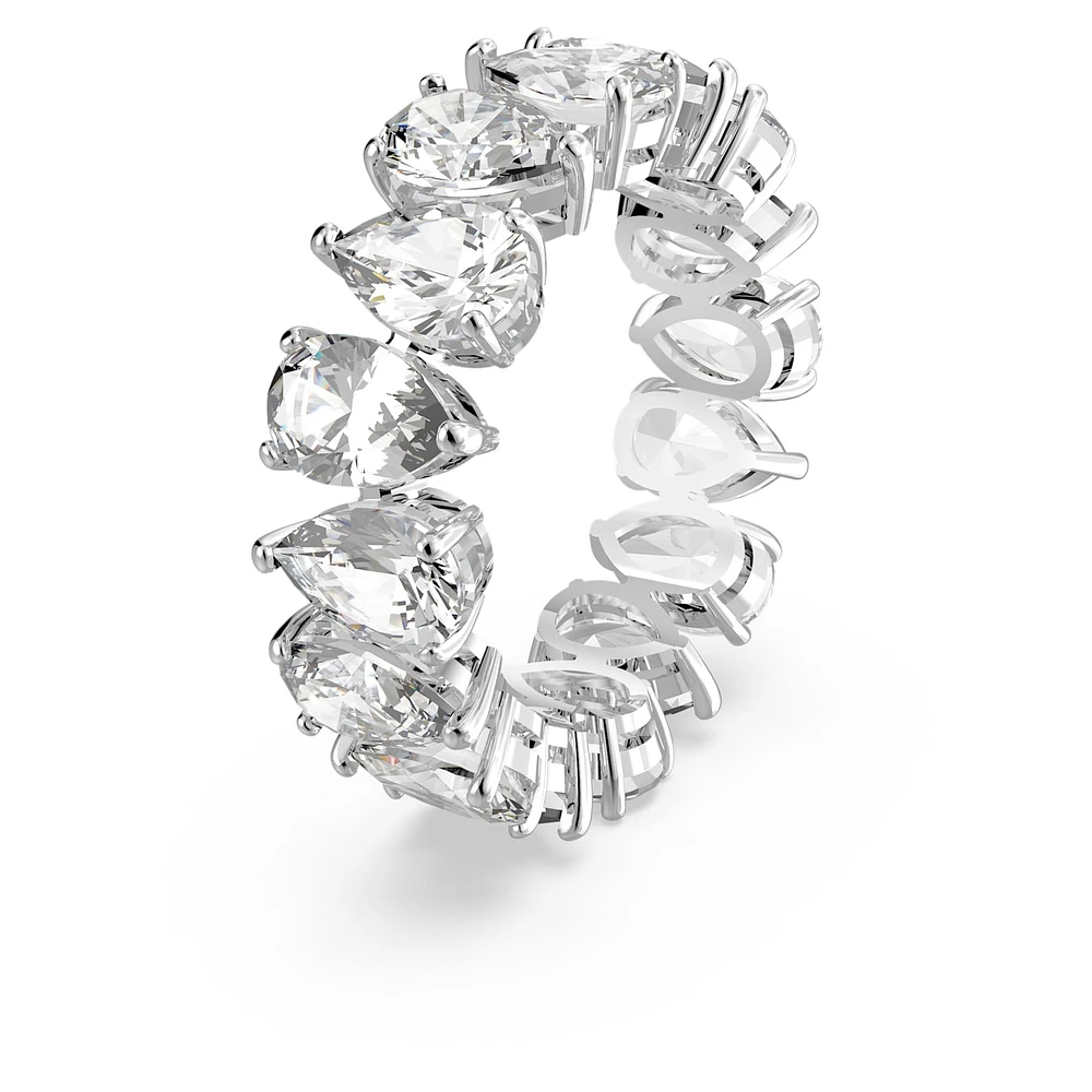 Vittore ring, Drop cut, White, Rhodium plated by SWAROVSKI
