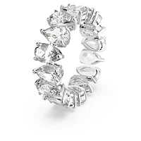 Vittore ring, Drop cut, White, Rhodium plated by SWAROVSKI