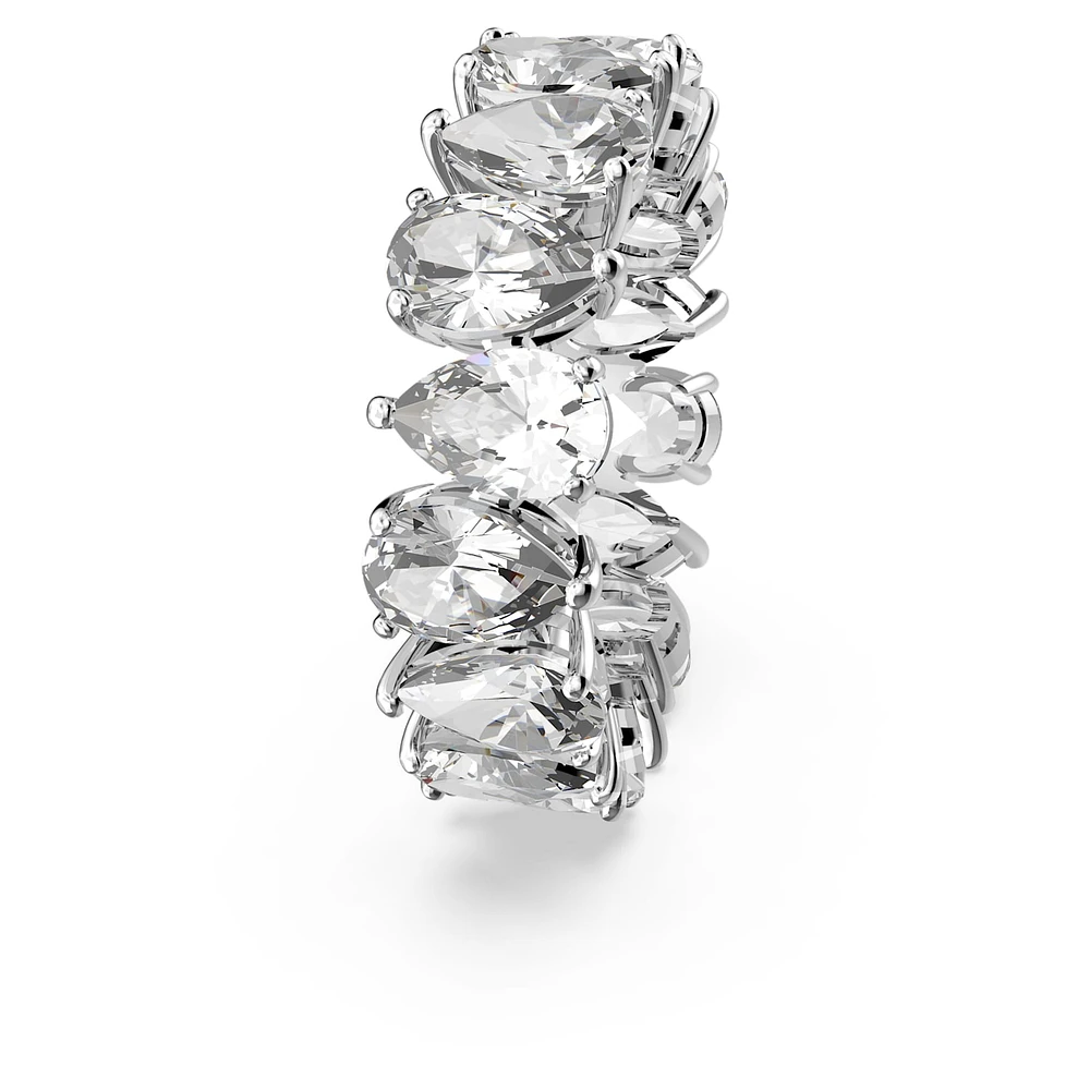 Vittore ring, Drop cut, White, Rhodium plated by SWAROVSKI