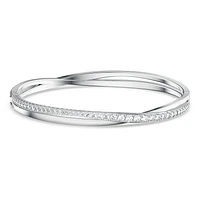 Twist bangle, White, Rhodium plated by SWAROVSKI