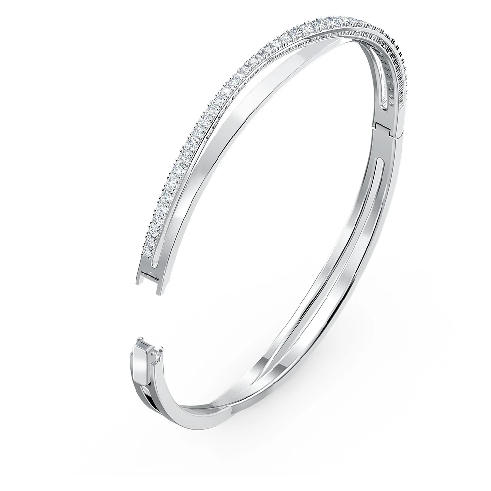 Twist bangle, White, Rhodium plated by SWAROVSKI