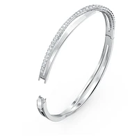 Twist bangle, White, Rhodium plated by SWAROVSKI