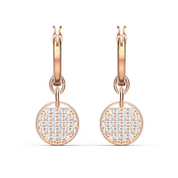 Ginger drop earrings, White, Rose gold-tone plated by SWAROVSKI