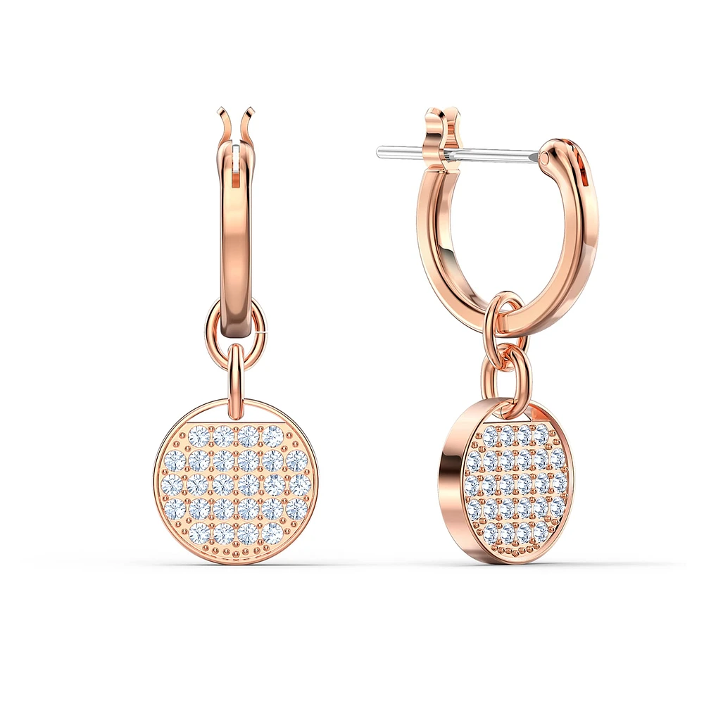 Ginger drop earrings, White, Rose gold-tone plated by SWAROVSKI