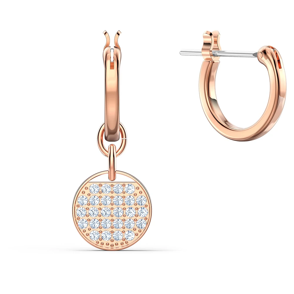 Ginger drop earrings, White, Rose gold-tone plated by SWAROVSKI
