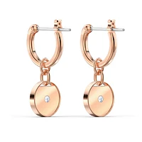 Ginger drop earrings, White, Rose gold-tone plated by SWAROVSKI