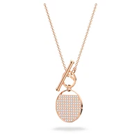 Ginger T Bar necklace, White, Rose gold-tone plated by SWAROVSKI