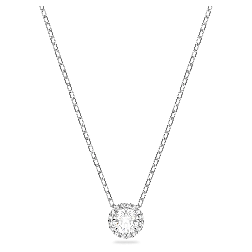 Angelic pendant, Round cut, White, Rhodium plated by SWAROVSKI