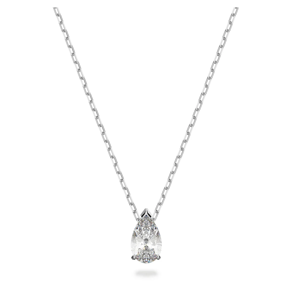Attract set, Pear cut, White, Rhodium plated by SWAROVSKI