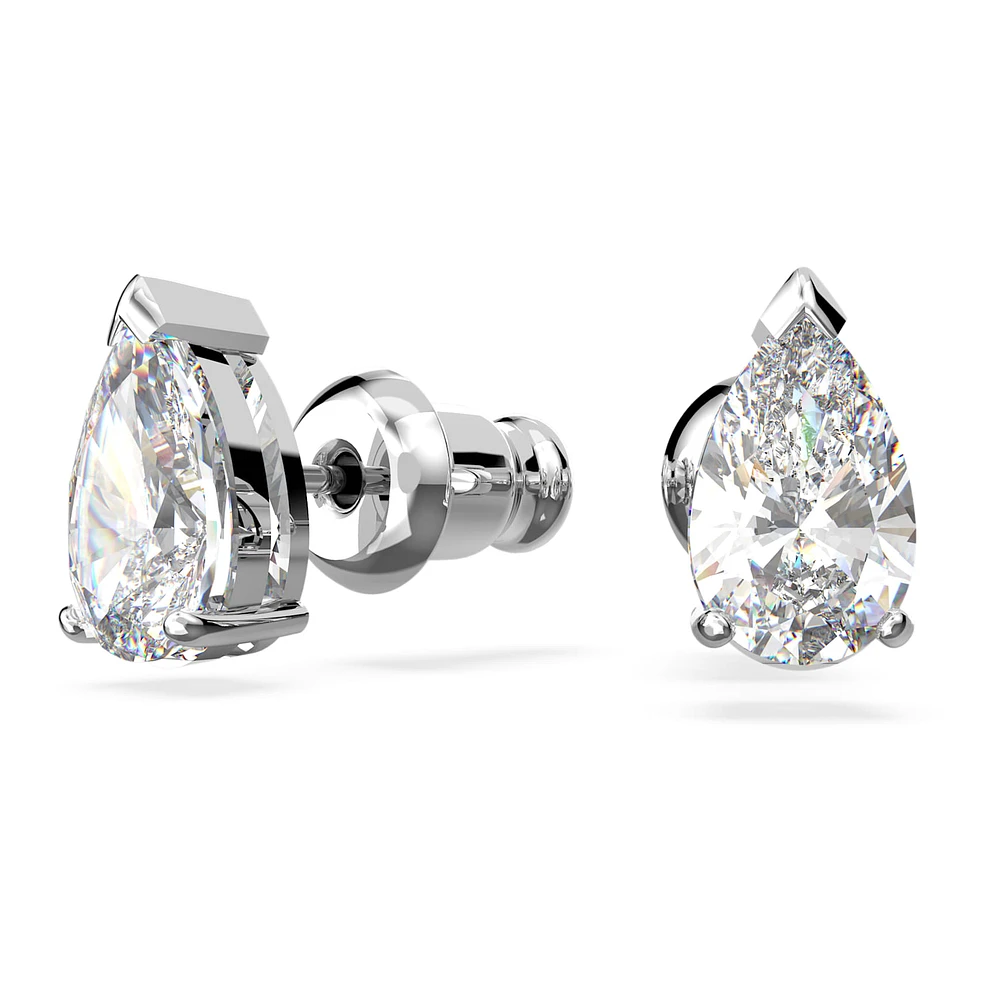 Attract set, Pear cut, White, Rhodium plated by SWAROVSKI