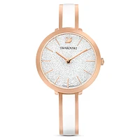 Crystalline delight watch, Swiss Made, Metal bracelet, White, Rose gold-tone finish by SWAROVSKI