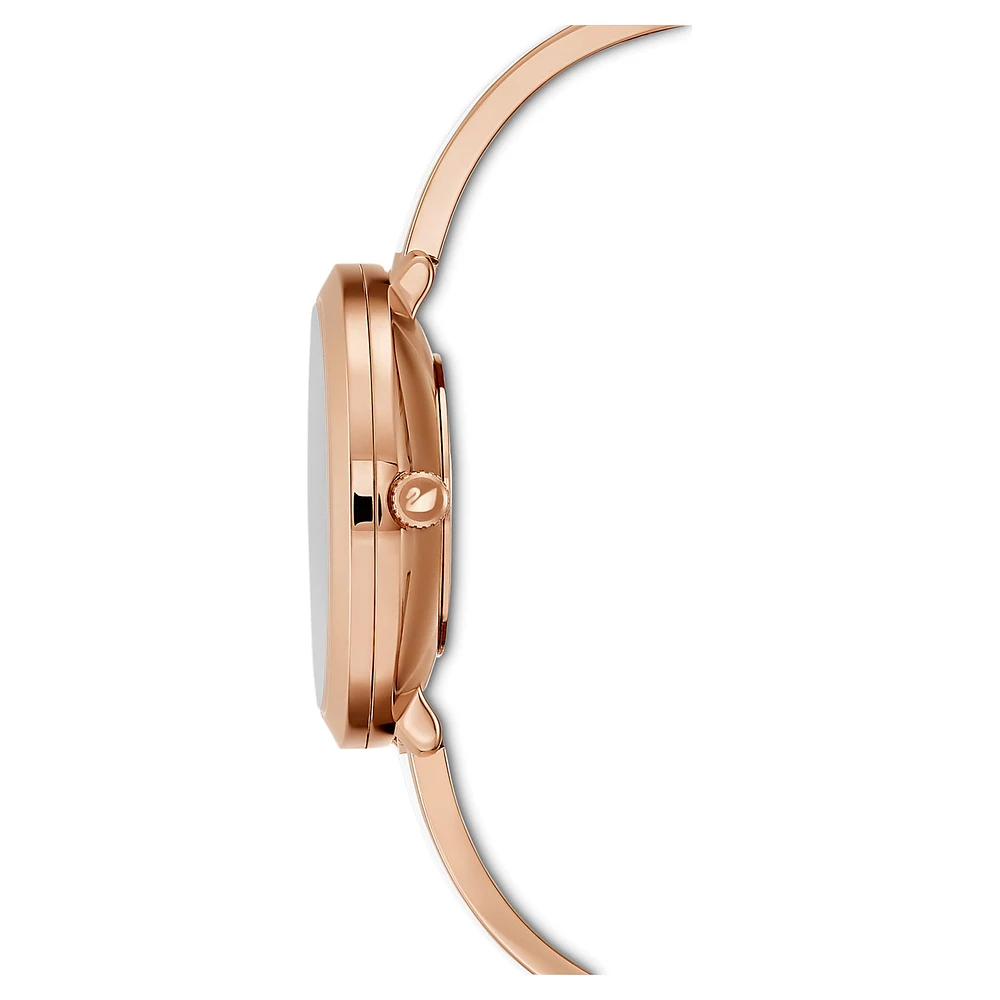 Crystalline delight watch, Swiss Made, Metal bracelet, White, Rose gold-tone finish by SWAROVSKI