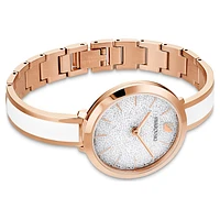 Crystalline delight watch, Swiss Made, Metal bracelet, White, Rose gold-tone finish by SWAROVSKI