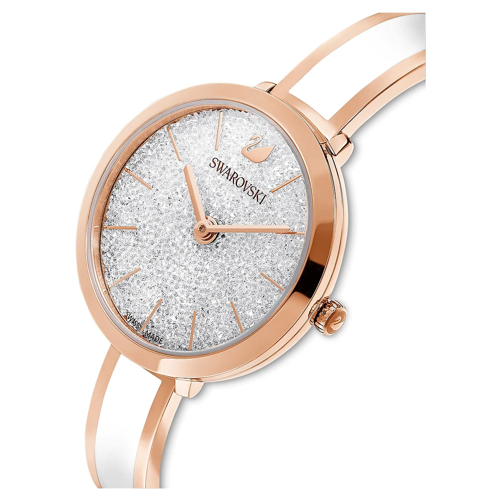 Crystalline delight watch, Swiss Made, Metal bracelet, White, Rose gold-tone finish by SWAROVSKI