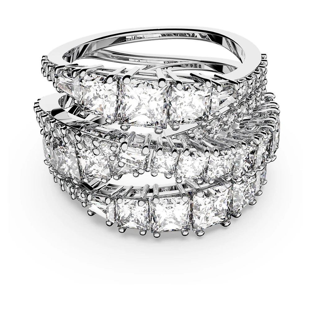 Twist Wrap ring, Mixed cuts, White, Rhodium plated by SWAROVSKI