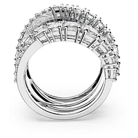 Twist Wrap ring, Mixed cuts, White, Rhodium plated by SWAROVSKI