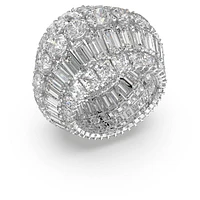 Hyperbola cocktail ring, Mixed cuts, White, Rhodium plated by SWAROVSKI