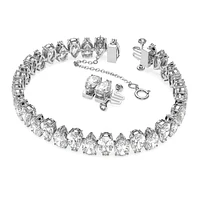 Millenia Tennis bracelet, Pear cut, White, Rhodium plated by SWAROVSKI