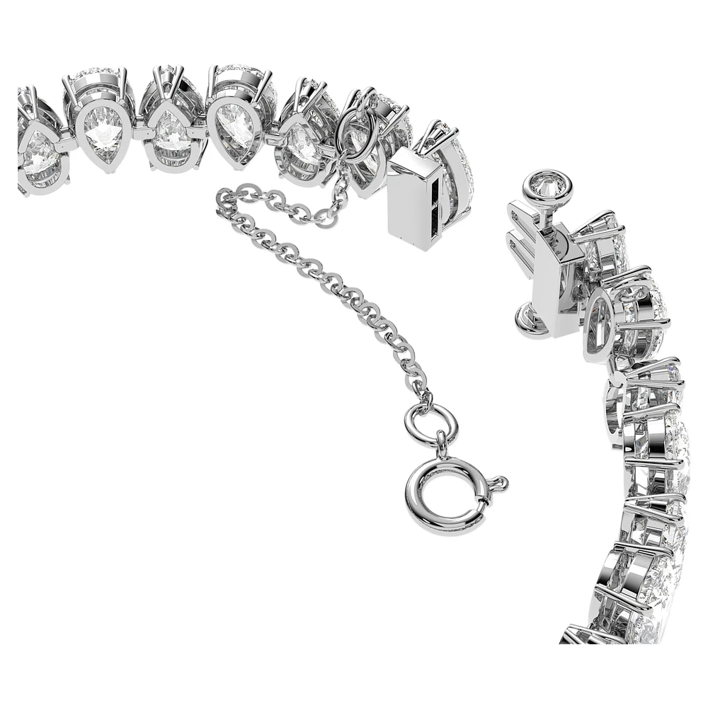 Millenia Tennis bracelet, Pear cut, White, Rhodium plated by SWAROVSKI