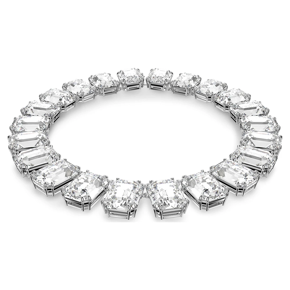 Millenia Tennis necklace, Oversized crystals, Octagon cut, White, Rhodium plated by SWAROVSKI