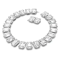 Millenia Tennis necklace, Oversized crystals, Octagon cut, White, Rhodium plated by SWAROVSKI