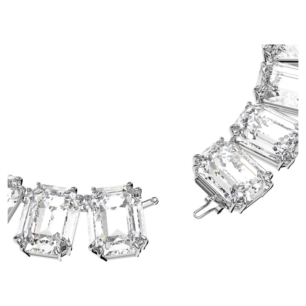 Millenia Tennis necklace, Oversized crystals, Octagon cut, White, Rhodium plated by SWAROVSKI