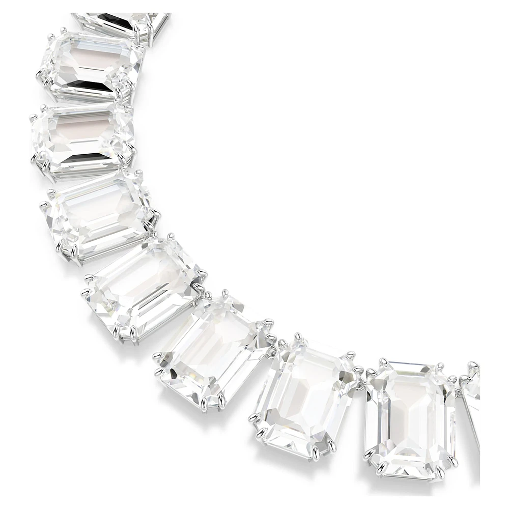 Millenia Tennis necklace, Oversized crystals, Octagon cut, White, Rhodium plated by SWAROVSKI