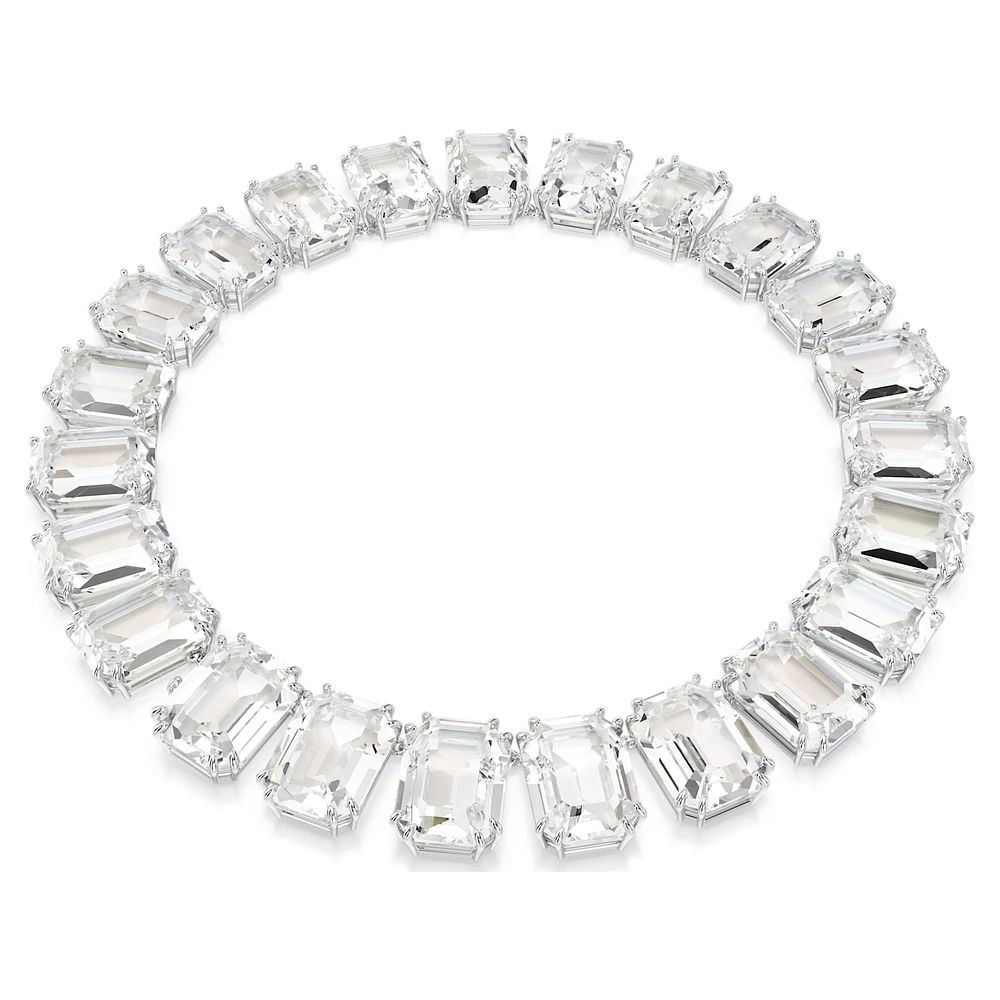 Millenia Tennis necklace, Oversized crystals, Octagon cut, White, Rhodium plated by SWAROVSKI