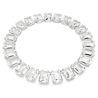 Millenia Tennis necklace, Oversized crystals, Octagon cut, White, Rhodium plated by SWAROVSKI