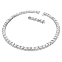 Millenia Tennis necklace, Square cut, White, Rhodium plated by SWAROVSKI