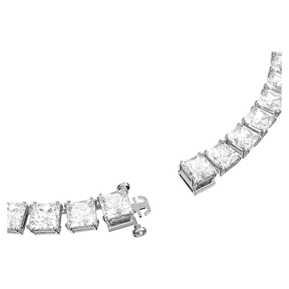 Millenia Tennis necklace, Square cut, White, Rhodium plated by SWAROVSKI