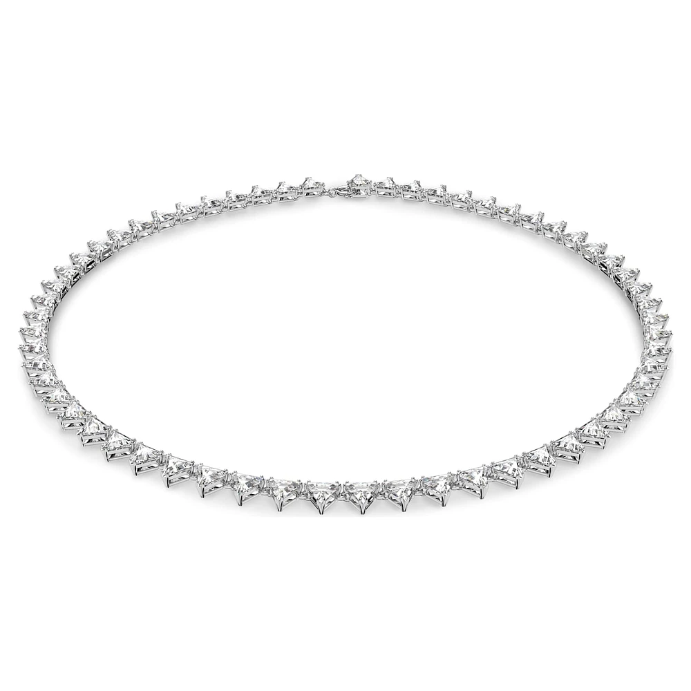 Ortyx Tennis necklace, Triangle cut, White, Rhodium plated by SWAROVSKI