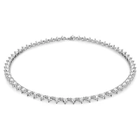 Ortyx Tennis necklace, Triangle cut, White, Rhodium plated by SWAROVSKI