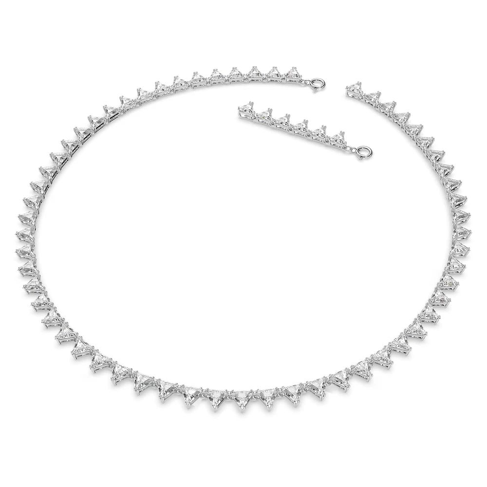 Ortyx Tennis necklace, Triangle cut, White, Rhodium plated by SWAROVSKI