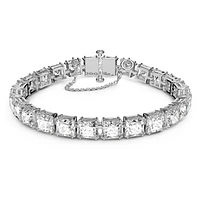 Millenia bracelet, Square cut, Small, White, Rhodium plated by SWAROVSKI