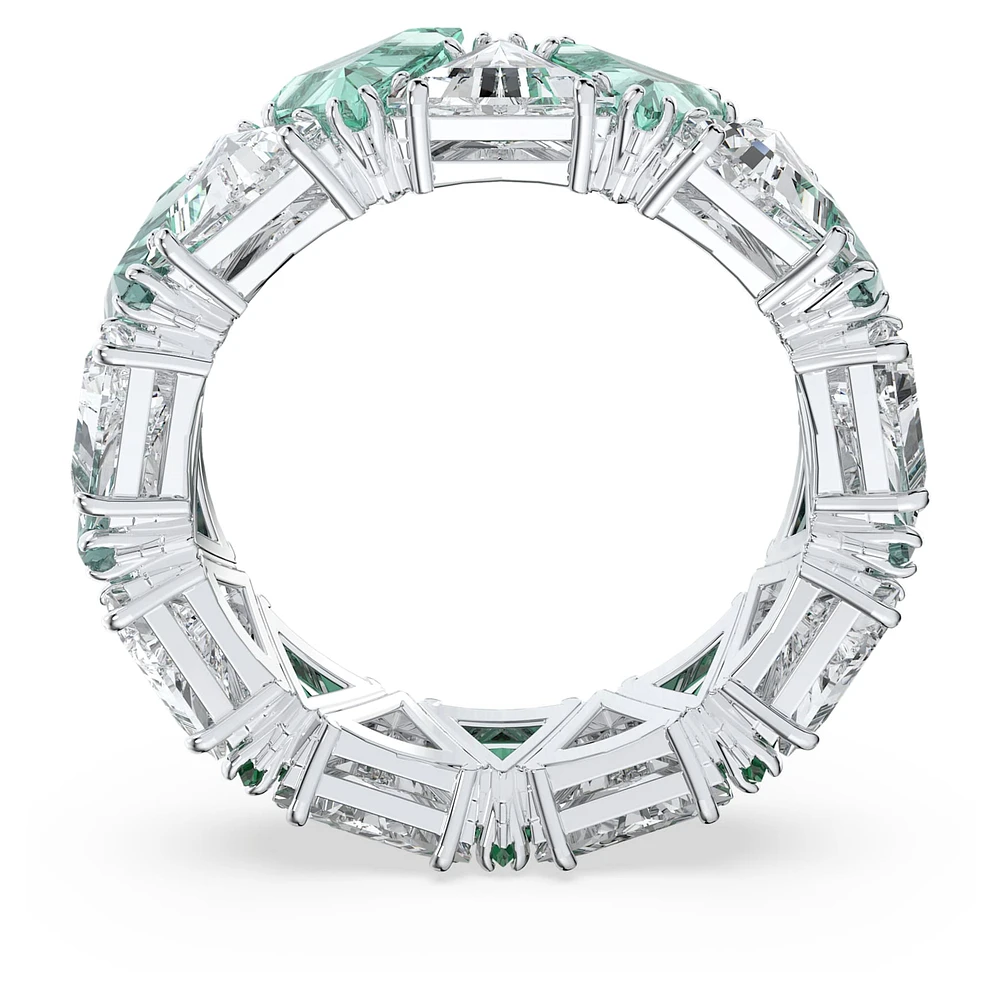 Ortyx cocktail ring, Triangle cut, Green, Rhodium plated by SWAROVSKI