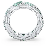 Ortyx cocktail ring, Triangle cut, Green, Rhodium plated by SWAROVSKI