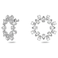 Millenia hoop earrings, Pear cut, White, Rhodium plated by SWAROVSKI