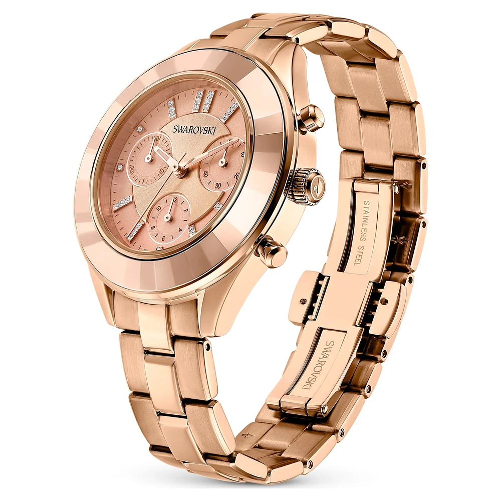 Octea lux sport watch, Swiss Made, Metal bracelet, Rose gold tone, Rose gold-tone finish by SWAROVSKI