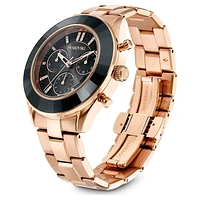 Octea lux sport watch, Swiss Made, Metal bracelet, Black, Rose gold-tone finish by SWAROVSKI