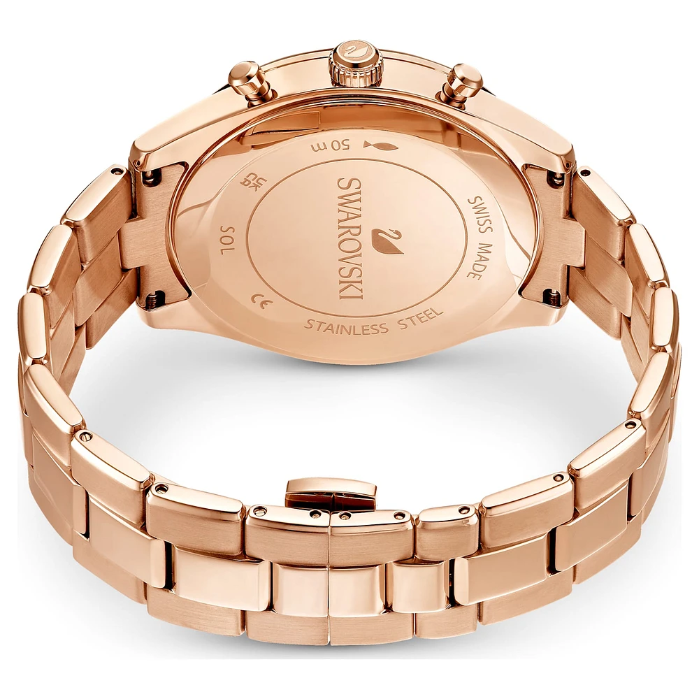 Octea lux sport watch, Swiss Made, Metal bracelet, Black, Rose gold-tone finish by SWAROVSKI