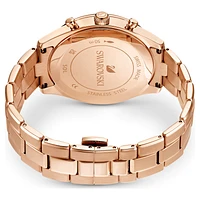Octea lux sport watch, Swiss Made, Metal bracelet, Black, Rose gold-tone finish by SWAROVSKI