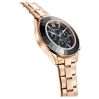 Octea lux sport watch, Swiss Made, Metal bracelet, Black, Rose gold-tone finish by SWAROVSKI
