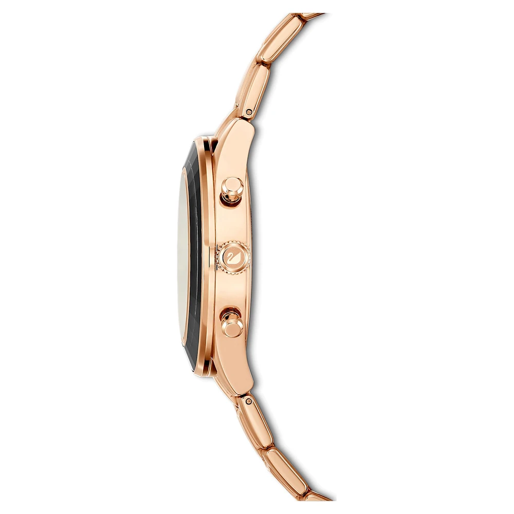 Octea lux sport watch, Swiss Made, Metal bracelet, Black, Rose gold-tone finish by SWAROVSKI