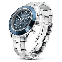 Octea lux sport watch, Swiss Made, Metal bracelet, Blue, Stainless steel by SWAROVSKI