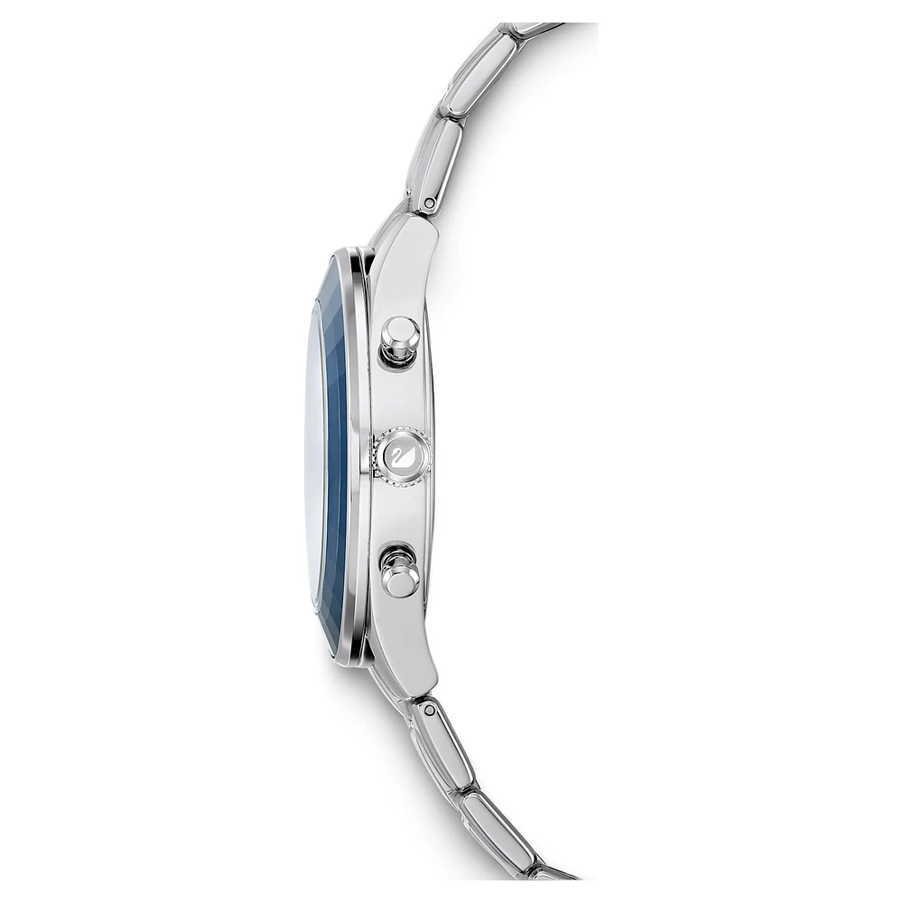 Octea lux sport watch, Swiss Made, Metal bracelet, Blue, Stainless steel by SWAROVSKI