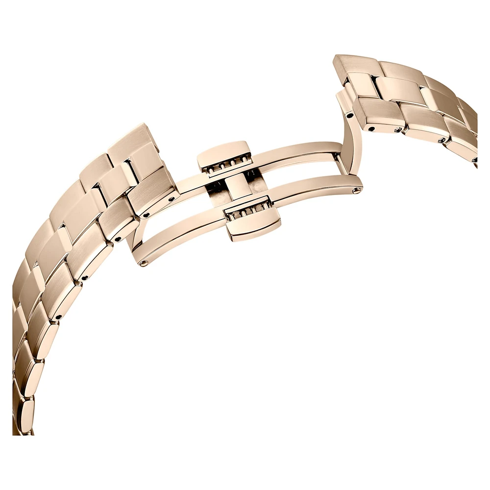 Octea lux sport watch, Swiss Made, Metal bracelet, Gold tone, Champagne gold-tone finish by SWAROVSKI