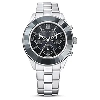 Octea lux sport watch, Swiss Made, Metal bracelet, Black, Stainless steel by SWAROVSKI